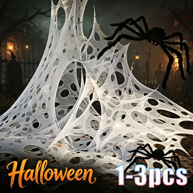 Spider Web Halloween Decoration - 1x2m 1x4m 2x4m Künstliches Spinnennetz Dekorationsstoff