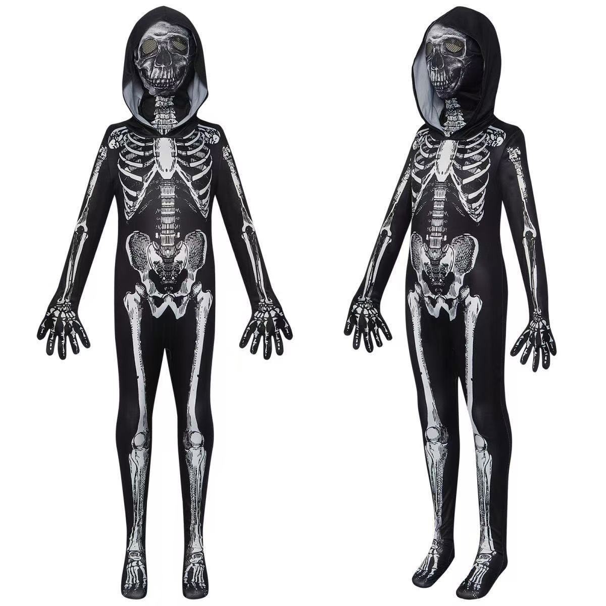 Halloween Costume Kids - Kinder-Halloween-Kostüm Gruseliges Skelett Kinder-Ganzkörper-Todesanzug Oster-Teufel-Bodysuit Rollenspiel