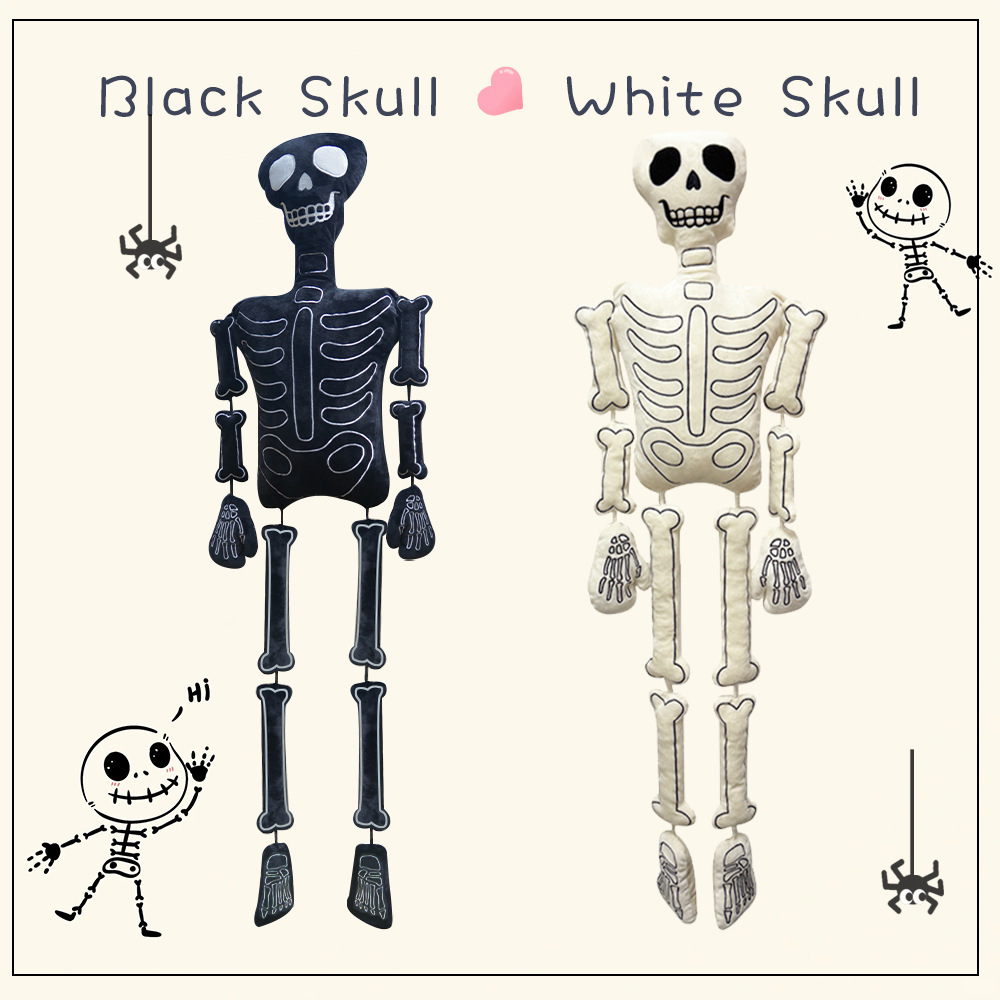 Halloween Skeleton Decoration - Halloween-Skelett-Plüschpuppe Weiße Knochen Gefüllter Schädel Weiches
