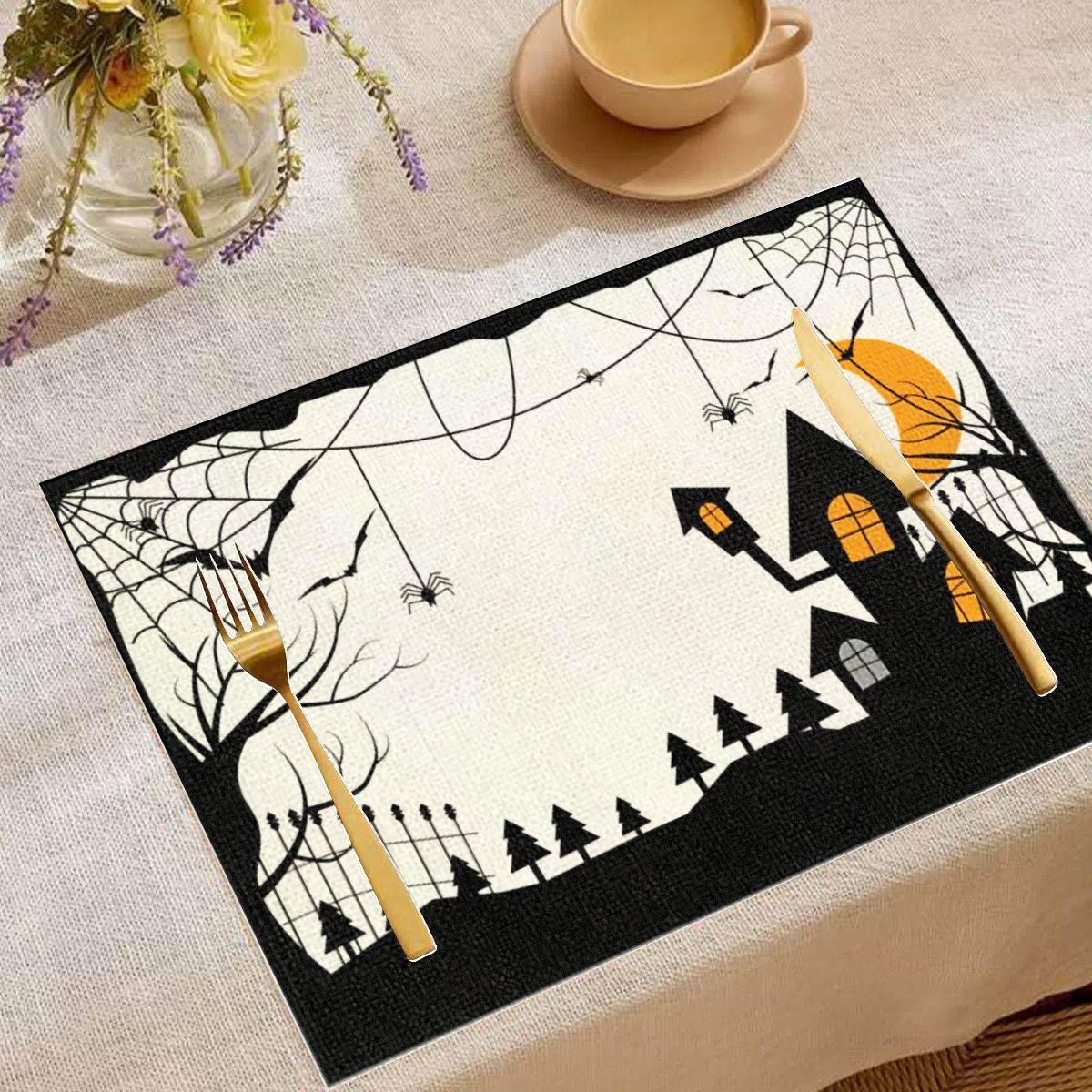 VIKAMA Schwarz-Weiß Geisterhau – Spider Web Halloween Decoration Bewertung und Preis