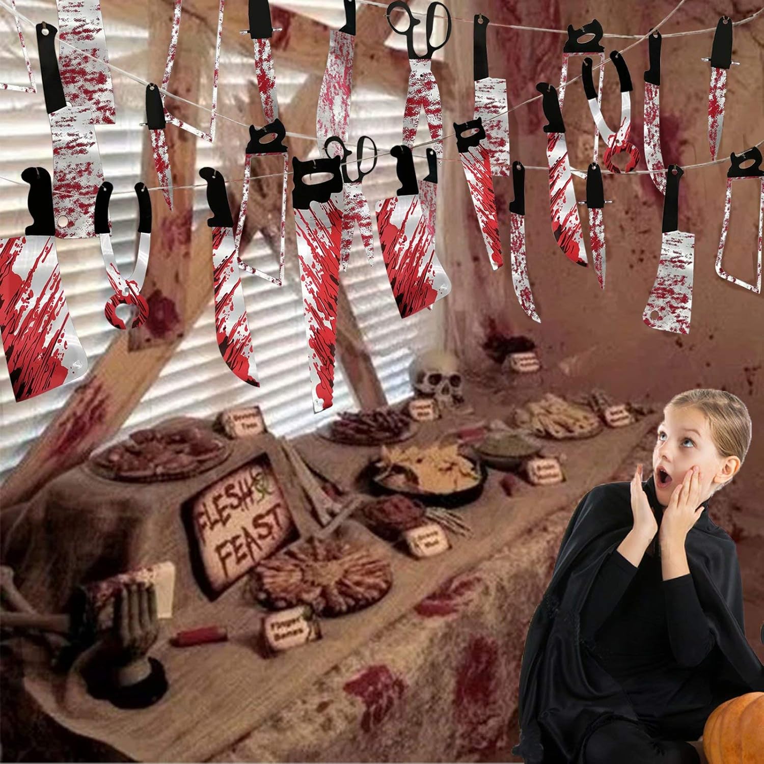 1-4Set blutiges Halloween-Bann – Spider Web Halloween Decoration Bewertung und Preis