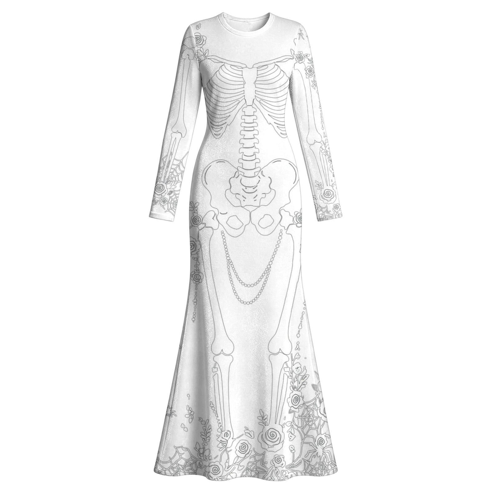 Damen-Maxikleid mit Skelett- u – Halloween Skeleton Decoration Bewertung und Preis