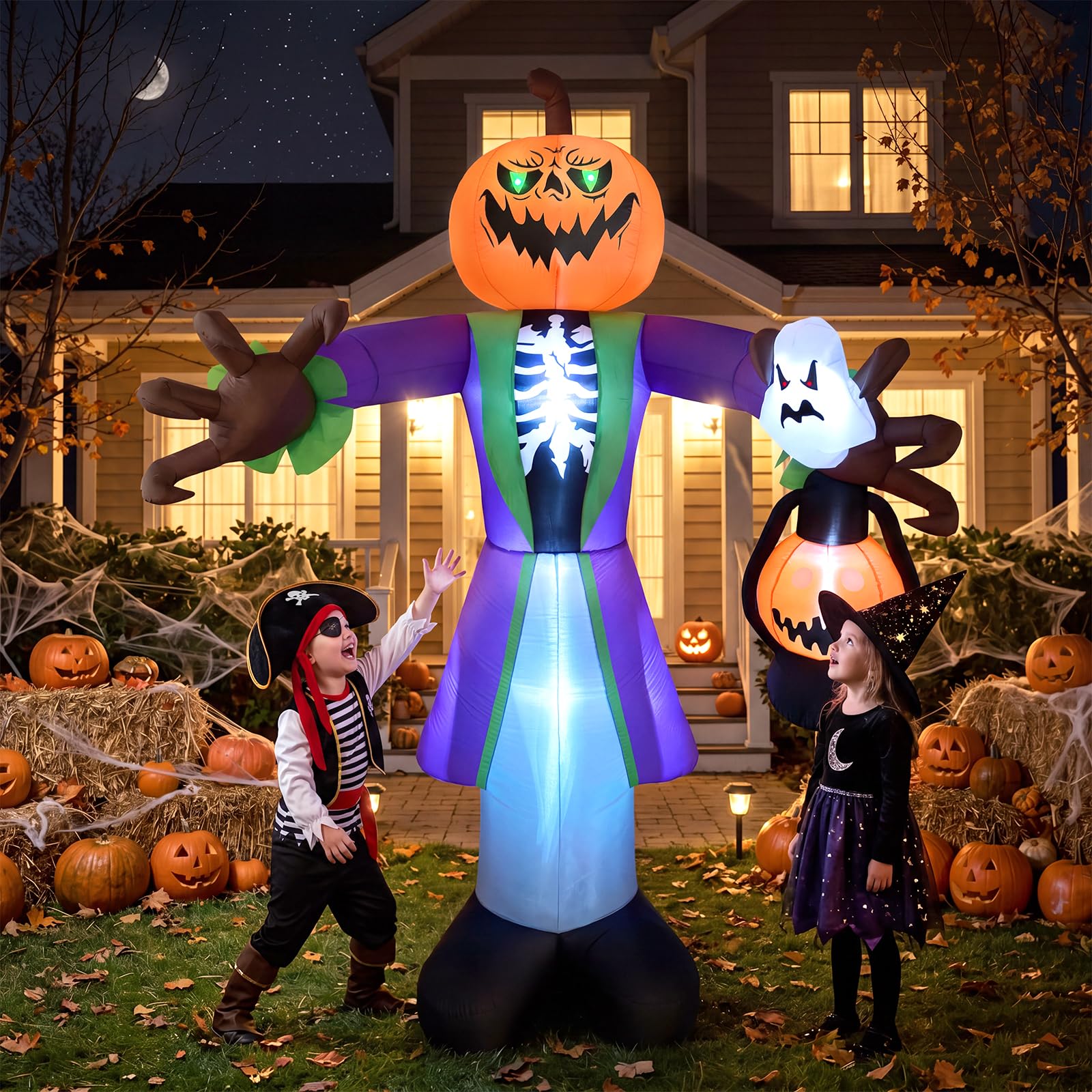 8 Fuß großer, beleuchteter, au – Pumpkin Lantern Halloween Bewertung und Preis
