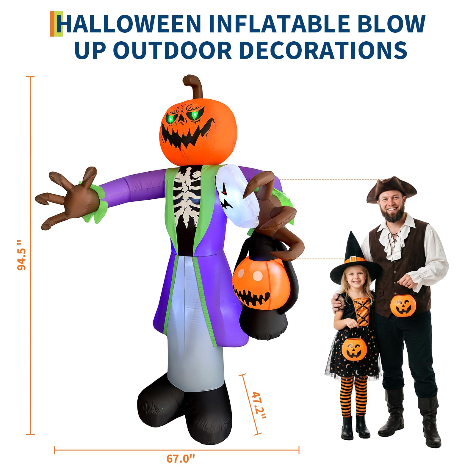 8 Fuß großer, beleuchteter, au – Pumpkin Lantern Halloween Bewertung und Preis